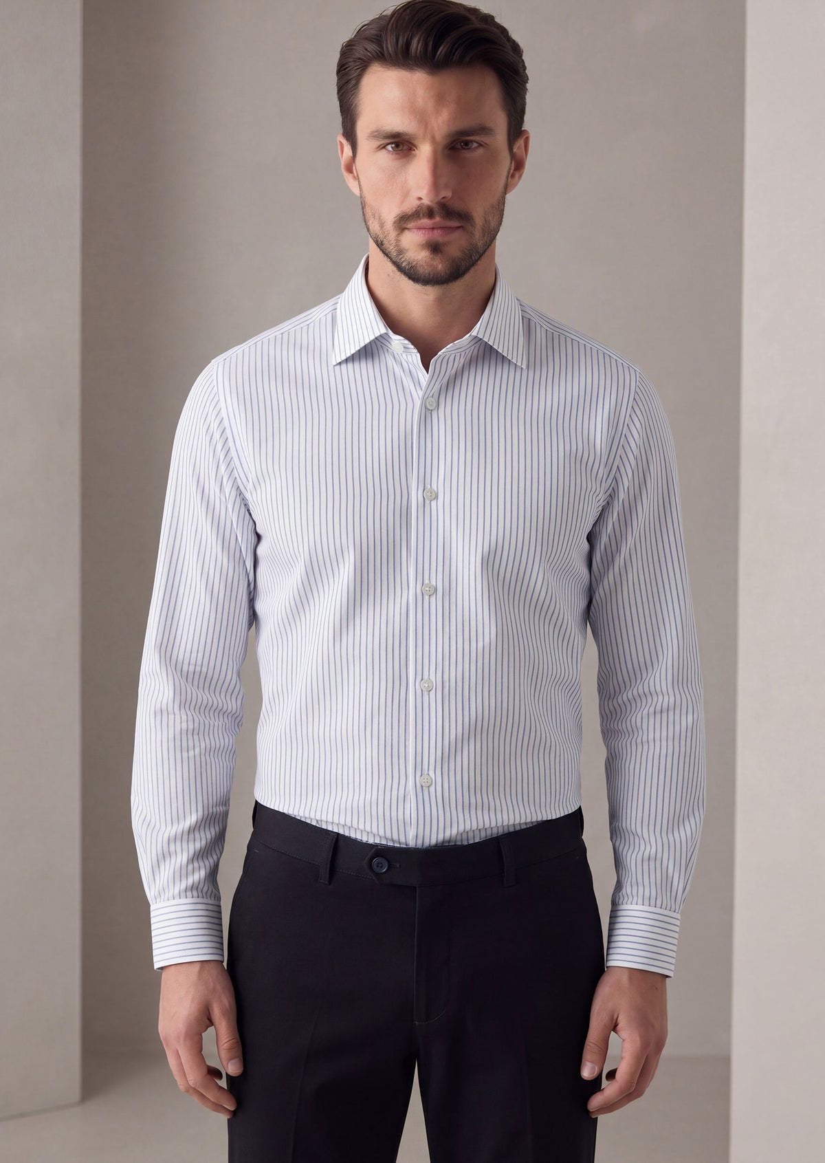 White - Blue Long Sleeve Shirt
