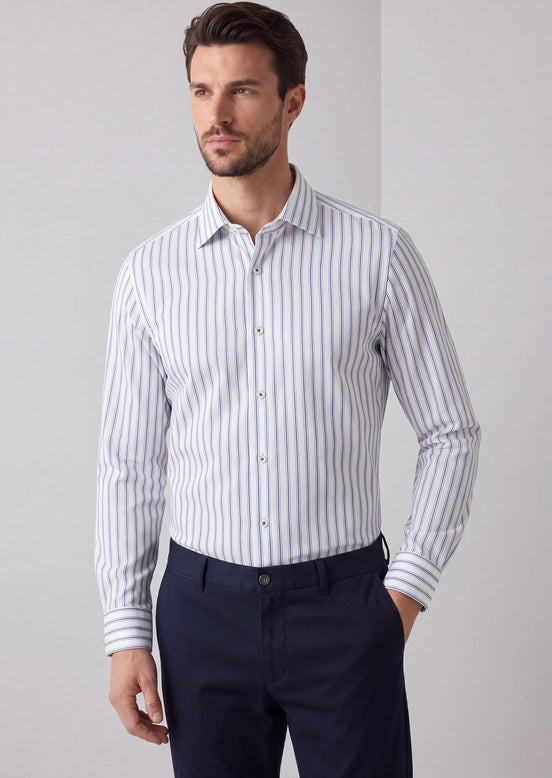 White - Navy Long Sleeve Shirt