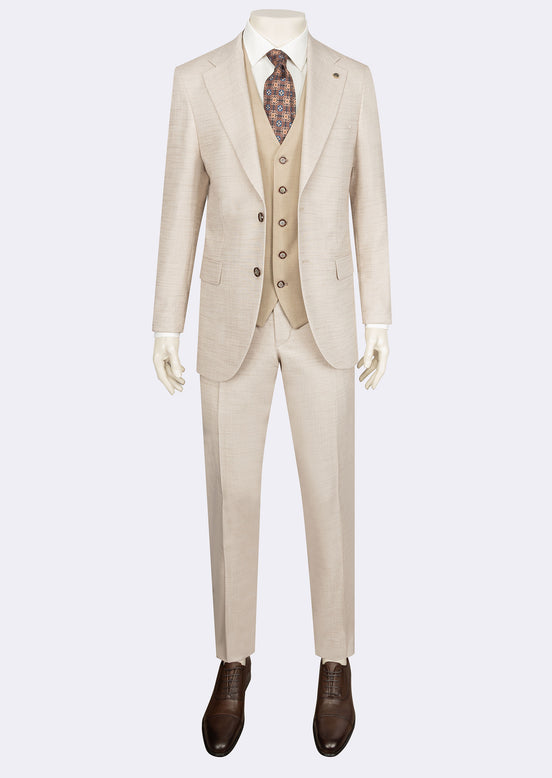 Beige Three-Piece Suit