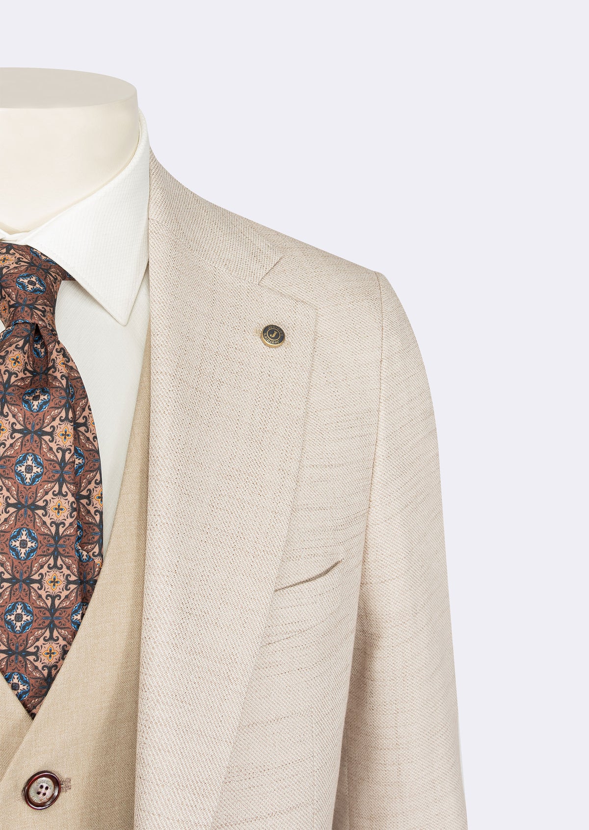 Beige Three-Piece Suit