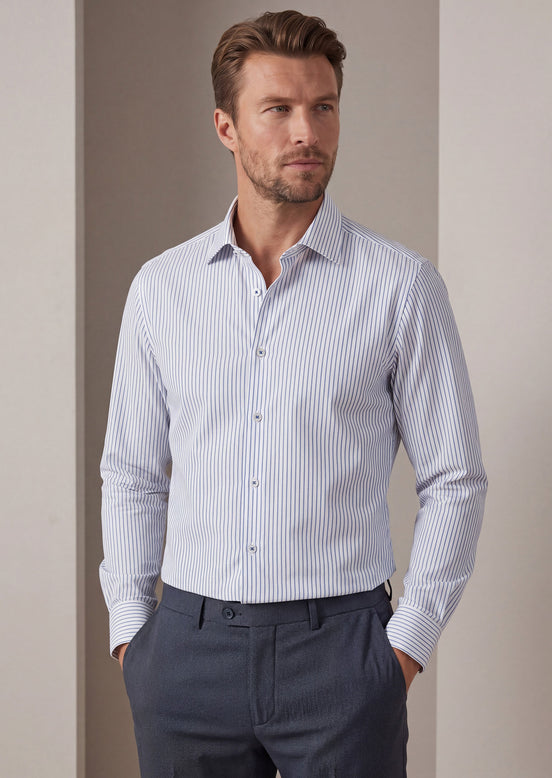 White - Navy Long Sleeve Shirt