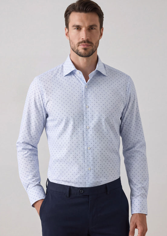 White - Navy Long Sleeve Shirt