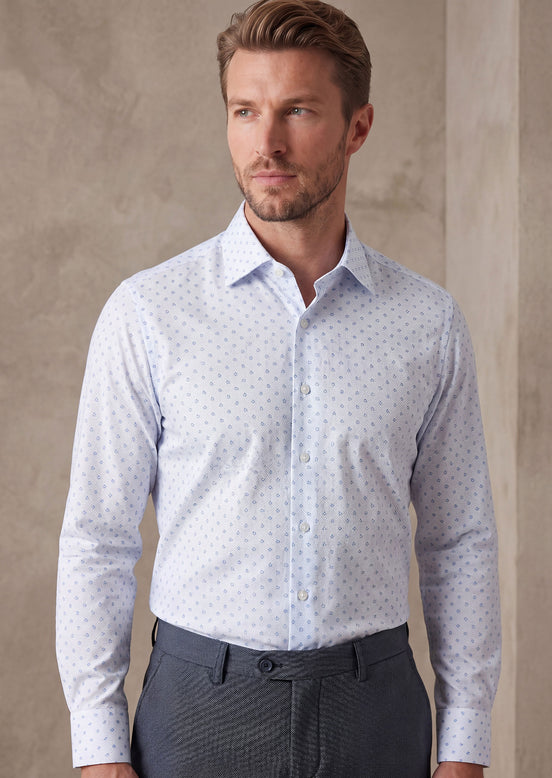 White - Sax Blue Long Sleeve Shirt
