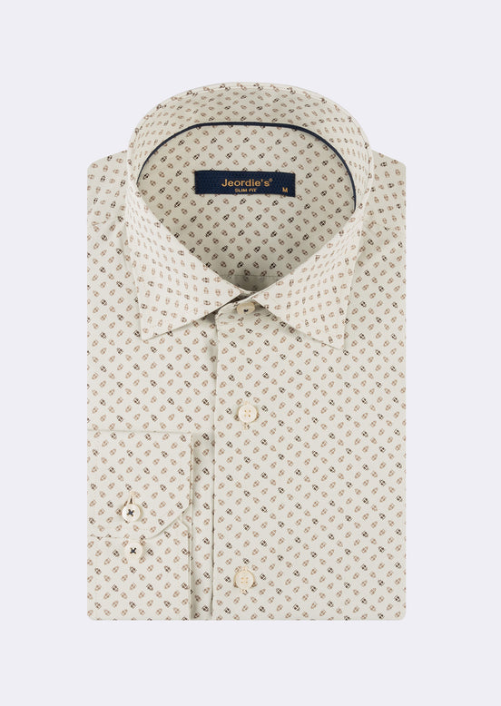Beige - Brown Long Sleeve Shirt