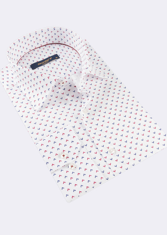 White - Burgundy Long Sleeve Shirt