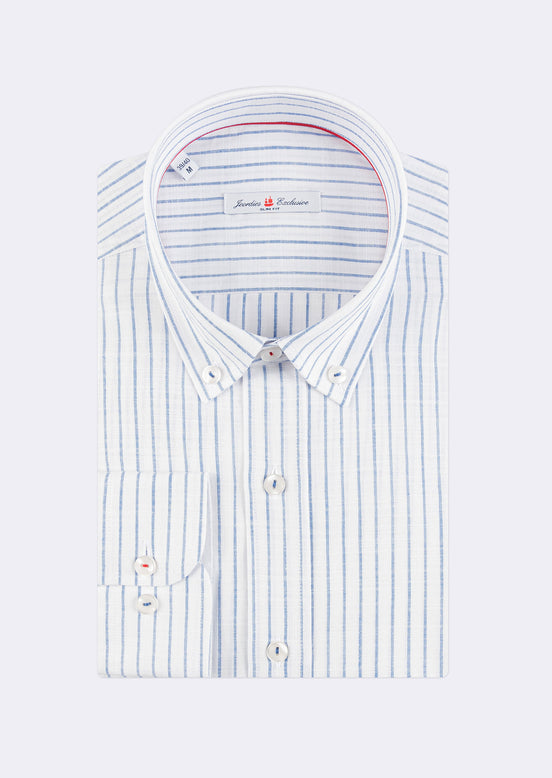 White - Sax Blue Long Sleeve Shirt