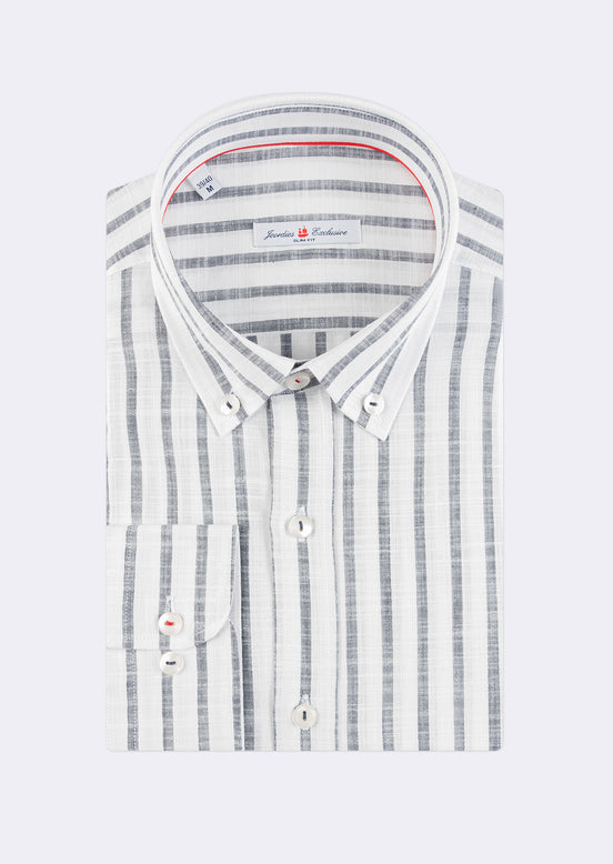 White - Navy Long Sleeve Shirt
