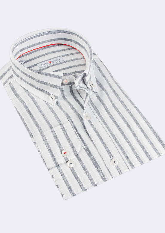 White - Navy Long Sleeve Shirt