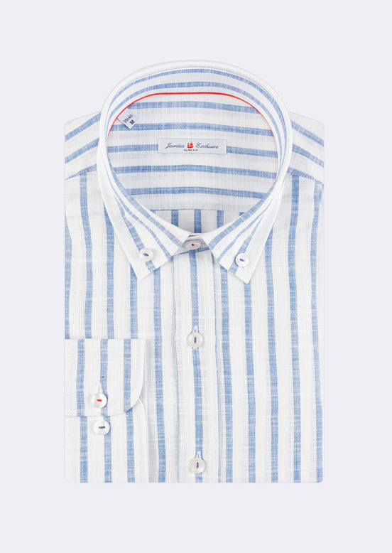 White - Sax Blue Long Sleeve Shirt