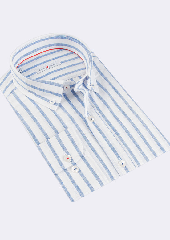 White - Sax Blue Long Sleeve Shirt