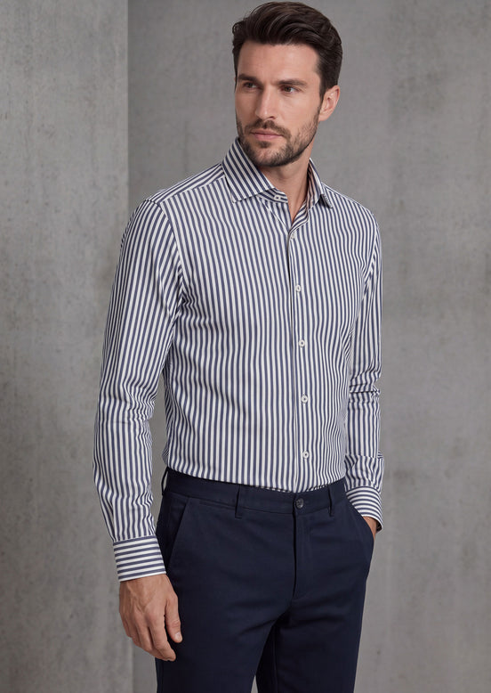 White - Navy Long Sleeve Shirt