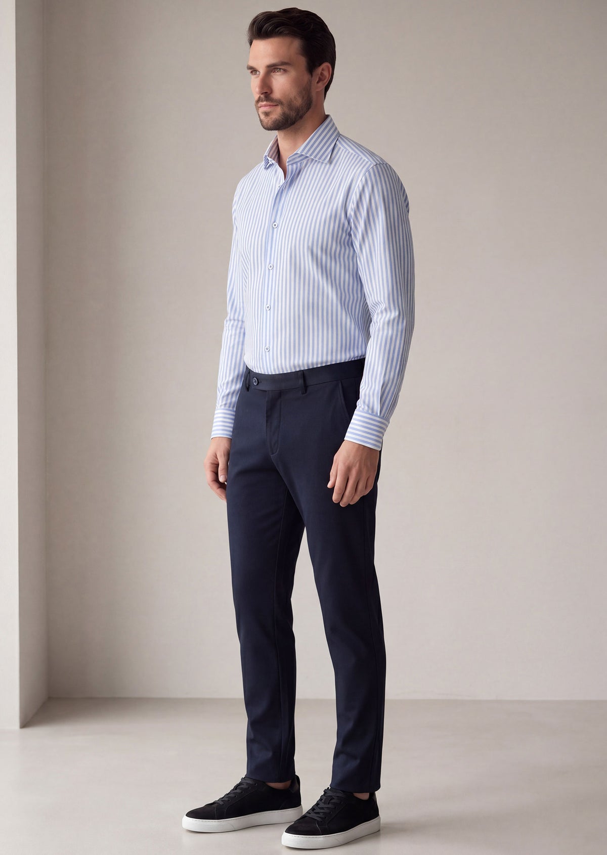 White - Blue Long Sleeve Shirt