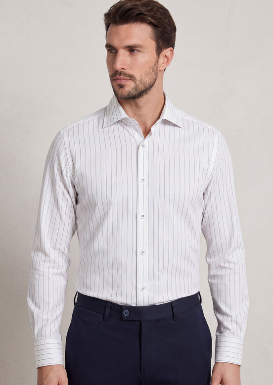 White - Navy Long Sleeve Shirt