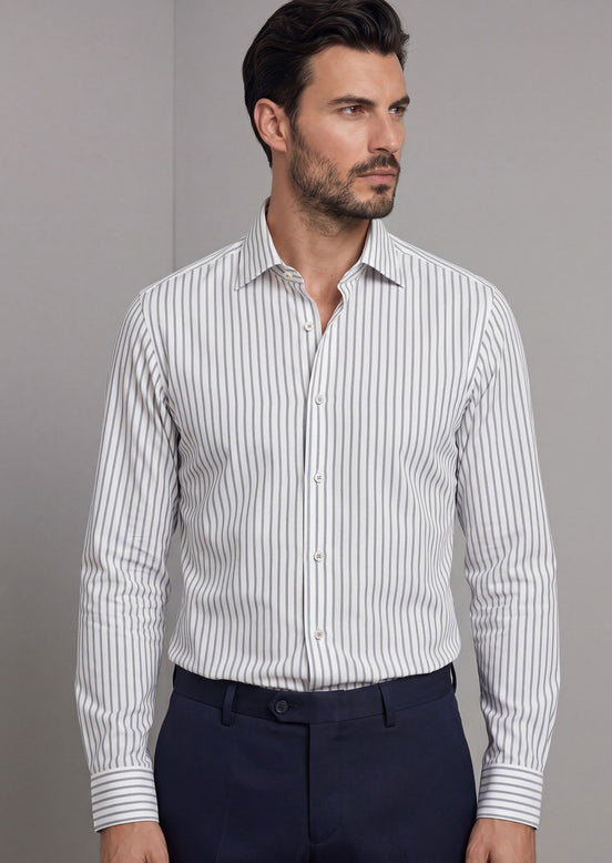 White - Navy Long Sleeve Shirt