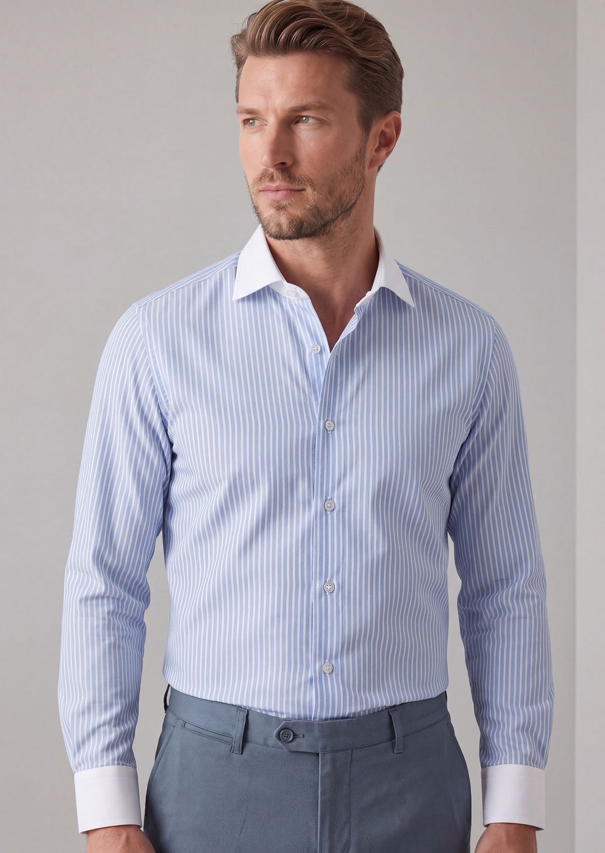 Blue - White Long Sleeve Shirt