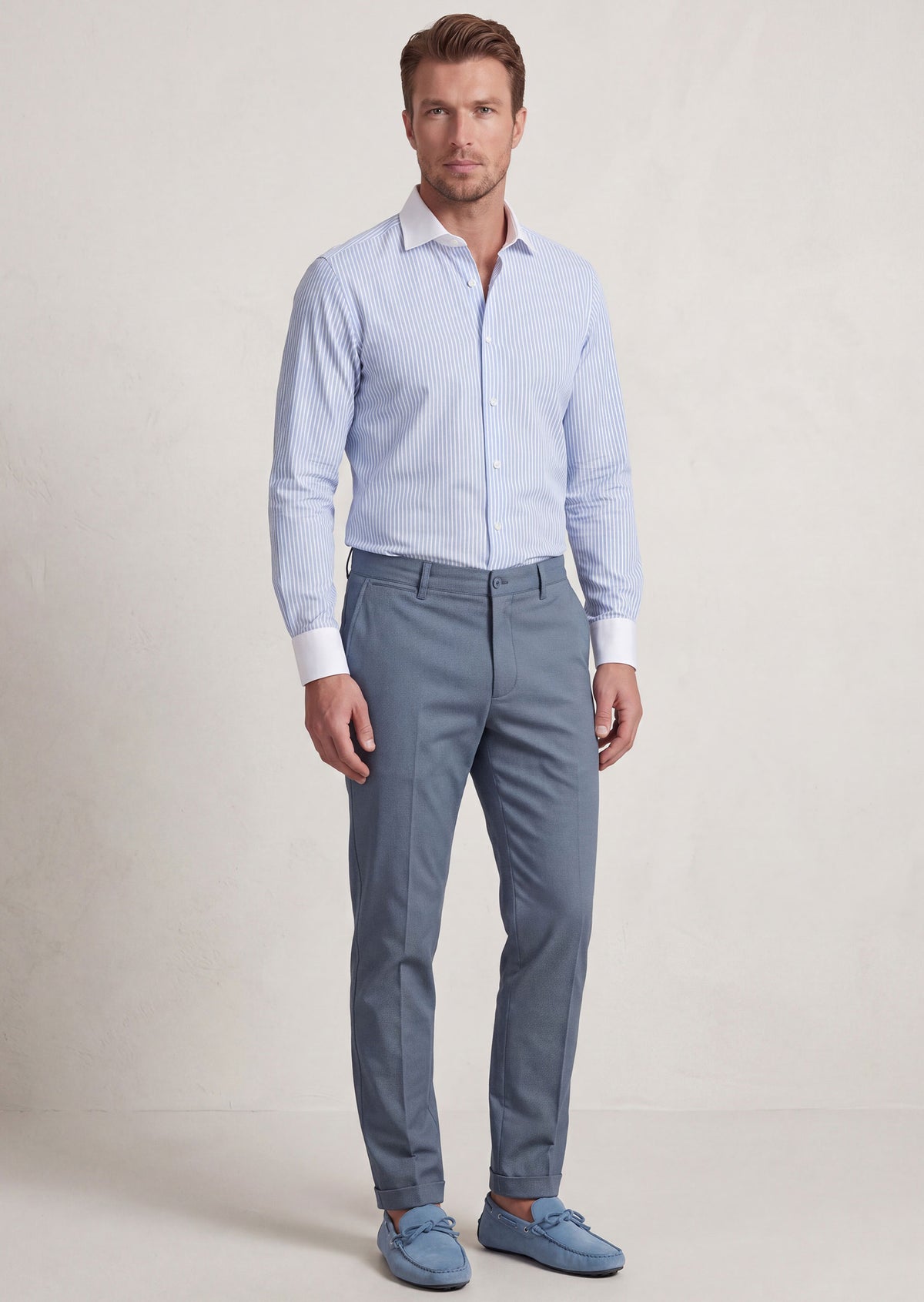 Blue - White Long Sleeve Shirt