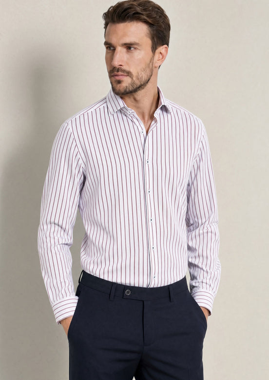 White - Burgundy Long Sleeve Shirt