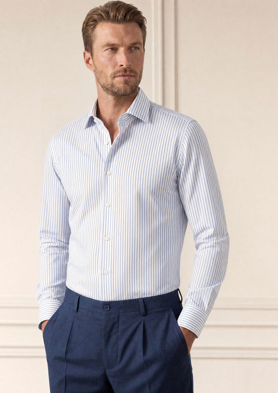 White - Blue Long Sleeve Shirt