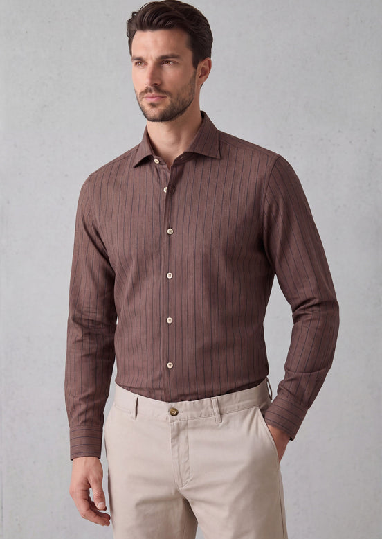 Brown - Navy Long Sleeve Shirt