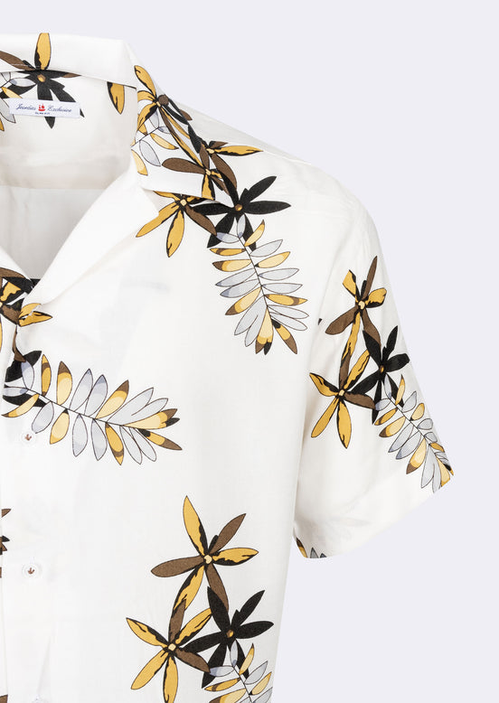 White - Yellow Short Sleeve Shirt
