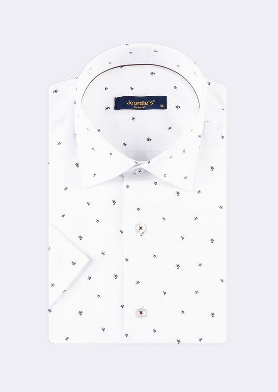 White - Brown Short Sleeve Shirt
