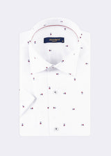 White - Burgundy Short Sleeve Shirt