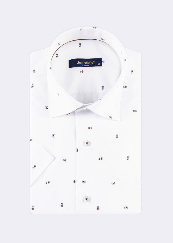 White - Brown Short Sleeve Shirt