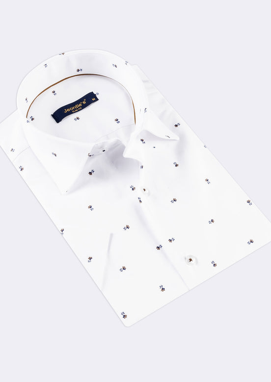 White - Brown Short Sleeve Shirt