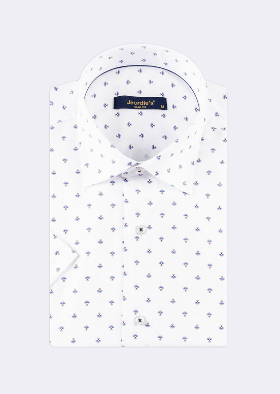 White - Burgundy Short Sleeve Shirt