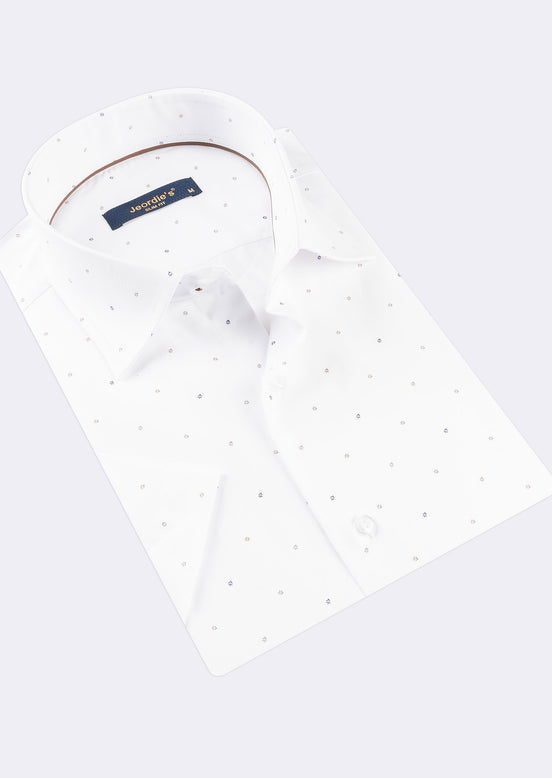 White - Brown Short Sleeve Shirt