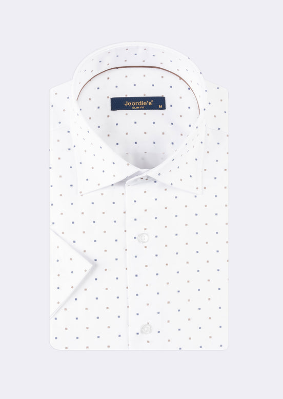 White - Brown Short Sleeve Shirt