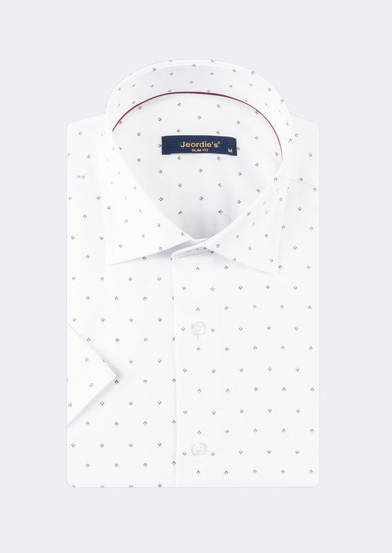 White - Burgundy Short Sleeve Shirt