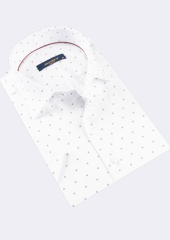 White - Burgundy Short Sleeve Shirt