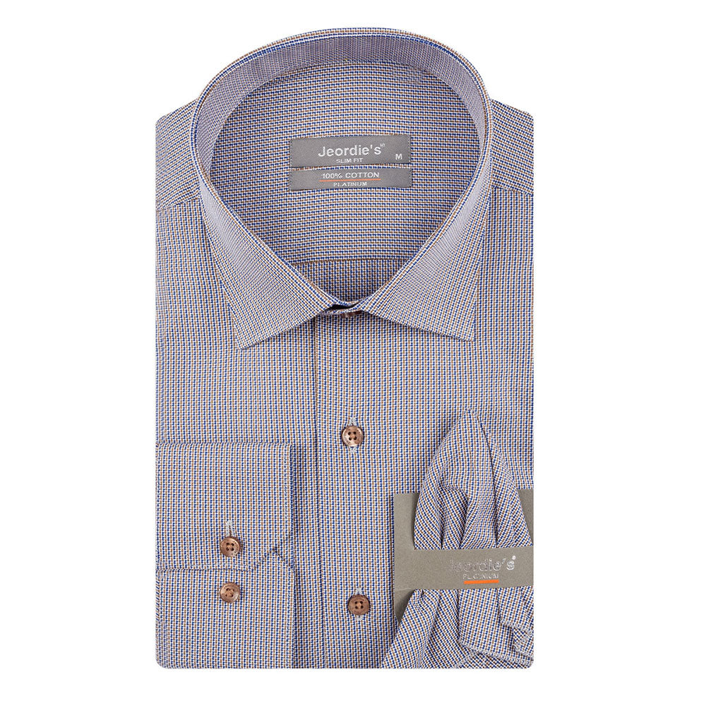 Brown - Blue Cotton Shirt