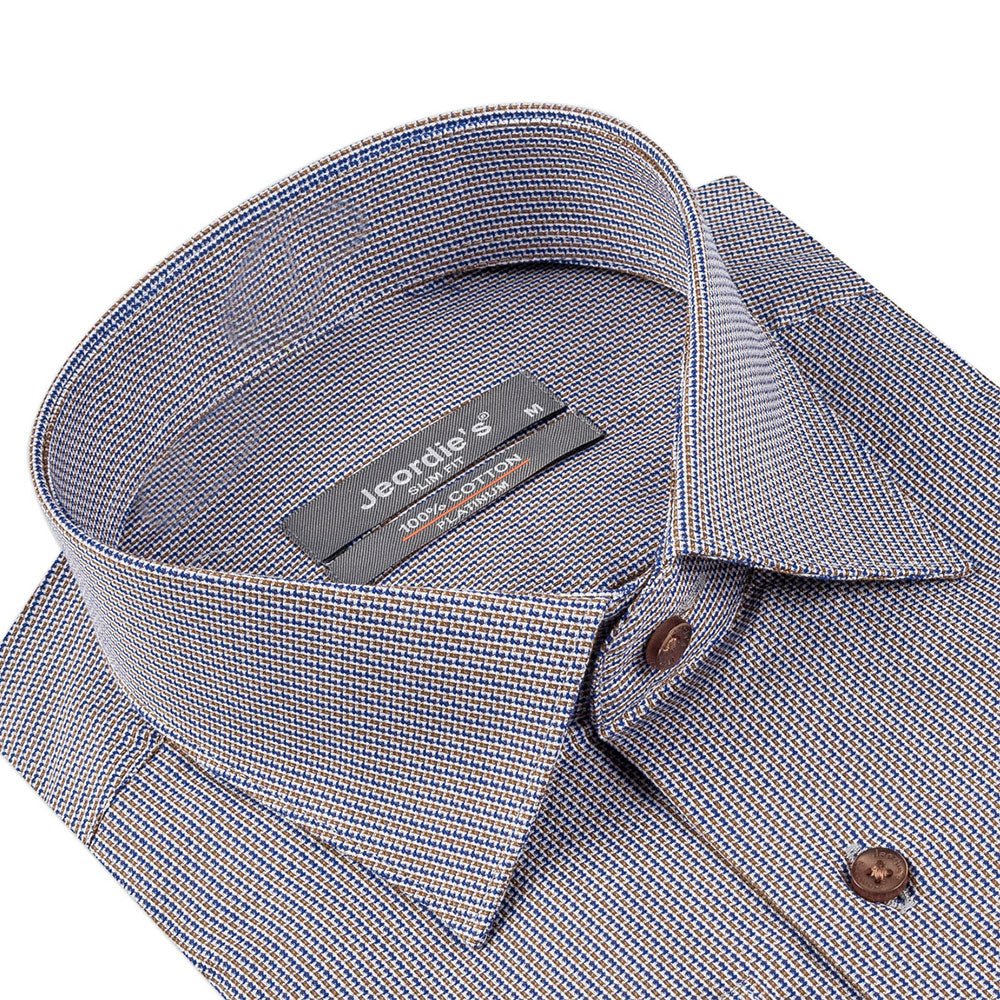 Brown - Blue Cotton Shirt