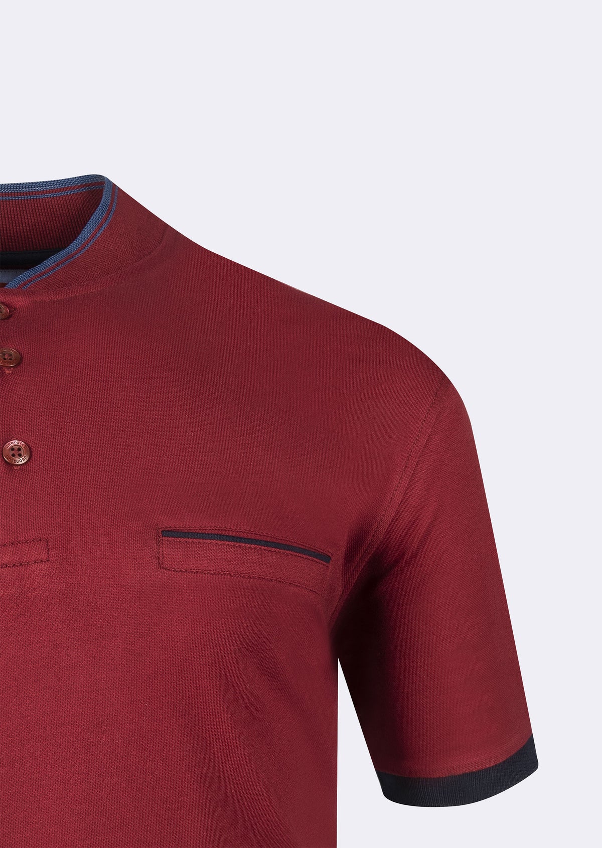 Burgundy Grandad Collar T-shirt
