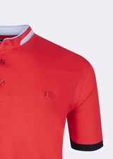 Red Grandad Collar T-shirt