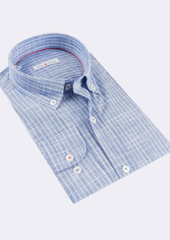 Sax Blue - White Long Sleeve Shirt